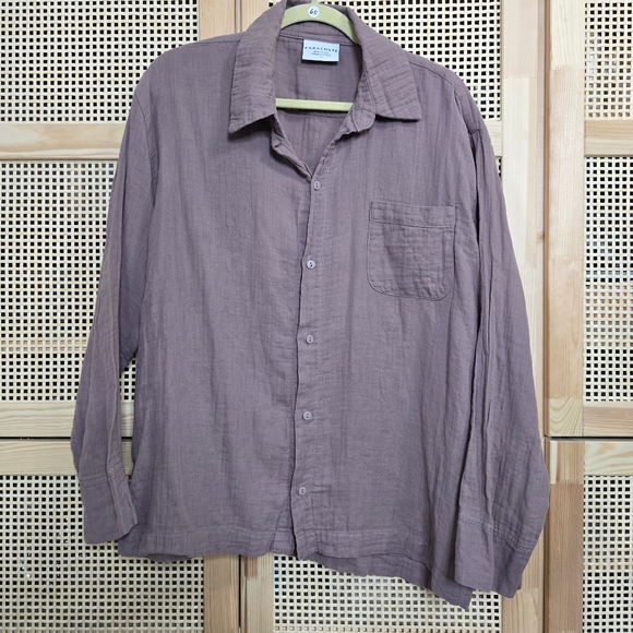 Parachute Organic Cotton Cloud Plum Button Down Pajama Top Small - Picture 3 of 6